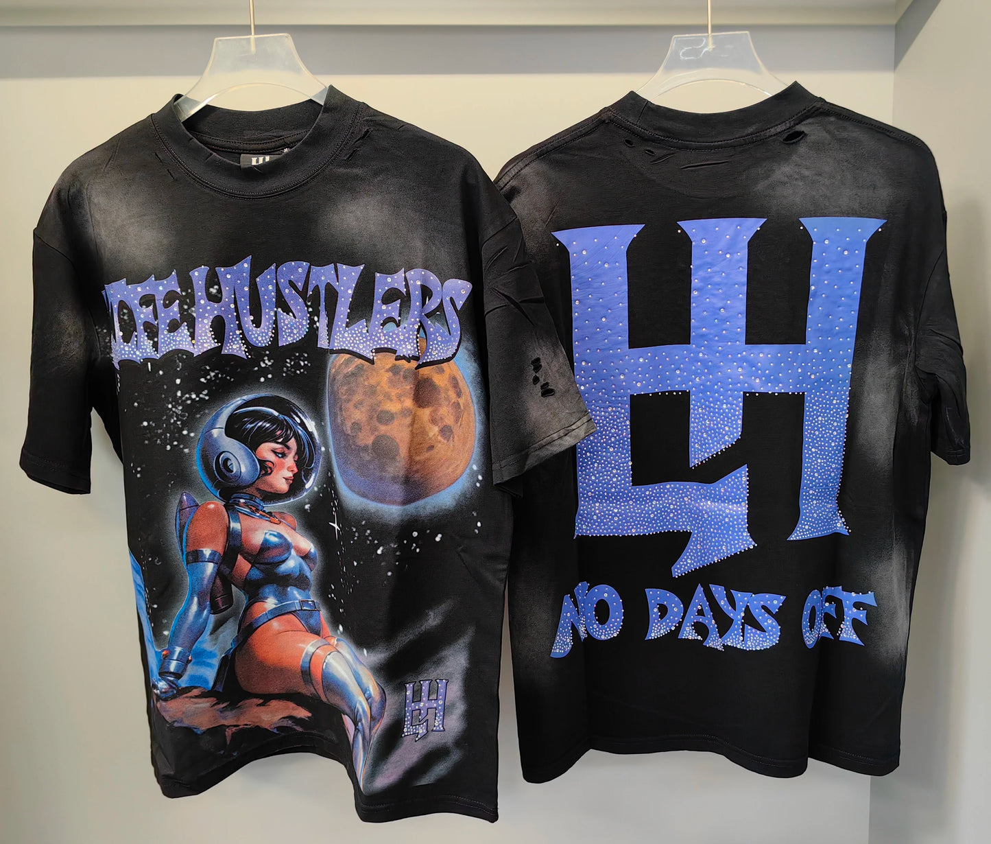 26SS Y2K High Quality American Retro Trendy Fashion Tops LIFE HUSTLERS 100% cotton large size loose Men's Women's T-Shirt