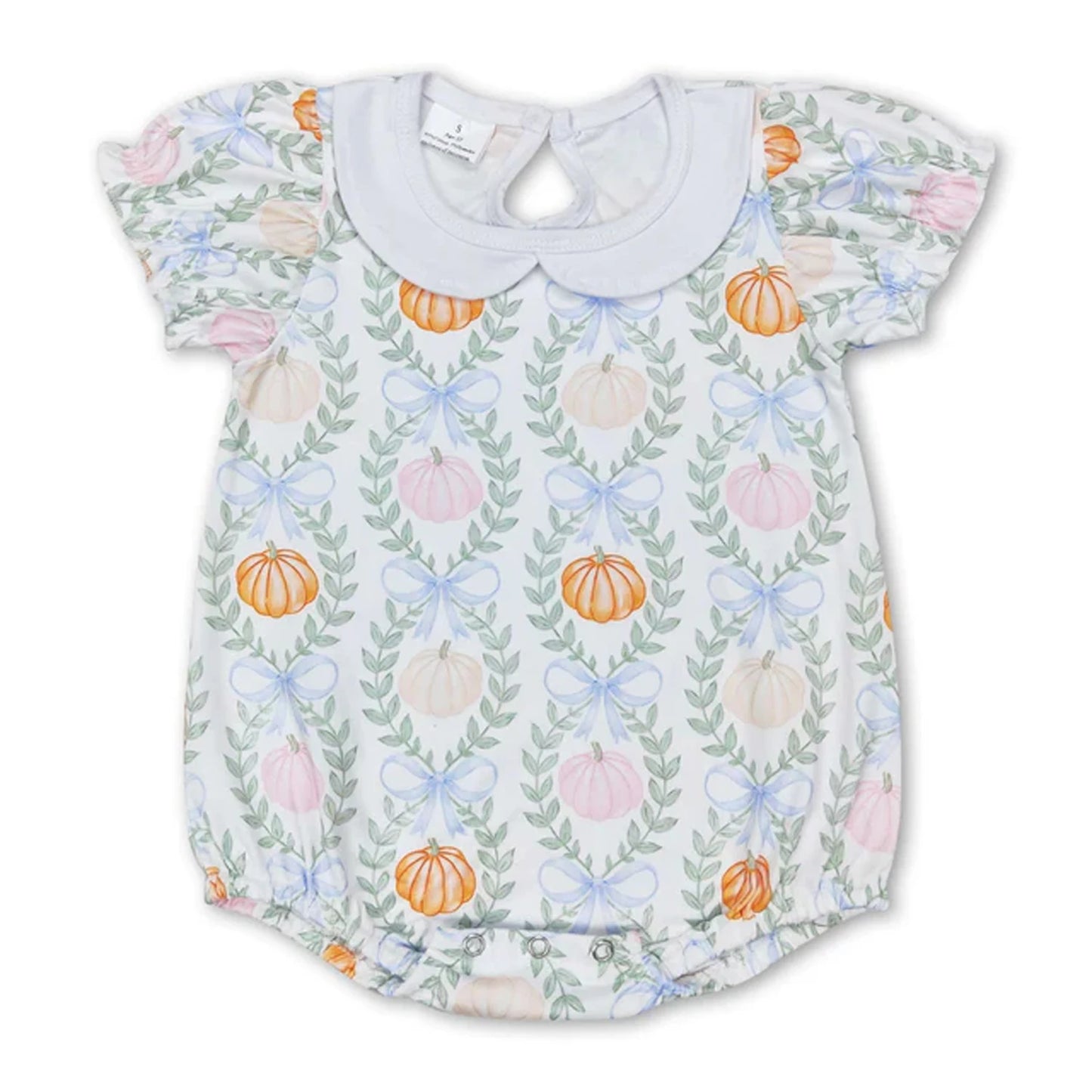 Baby Bubble Romper Fall Pumpkin Dog Mallard Duck Embroidery Newborn Sleeveless Bow Short Sleeve Infant Boy Girl Outfit