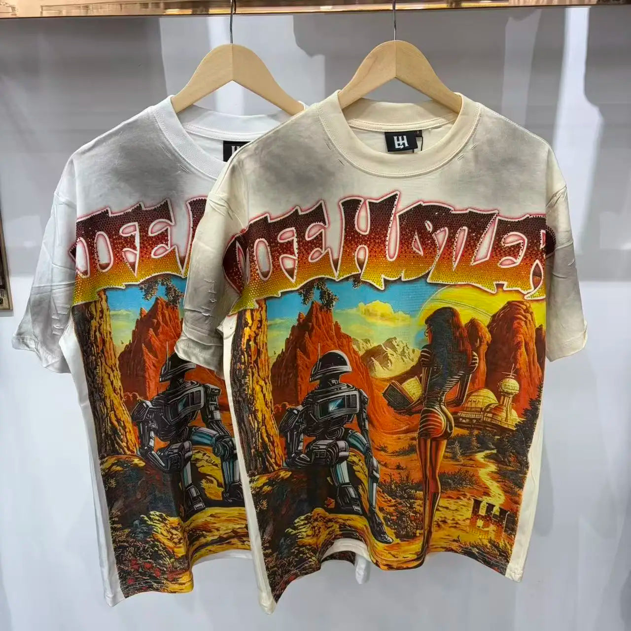 26SS Y2K High Quality American Retro Trendy Fashion Tops LIFE HUSTLERS 100% cotton large size loose Men's Women's T-Shirt