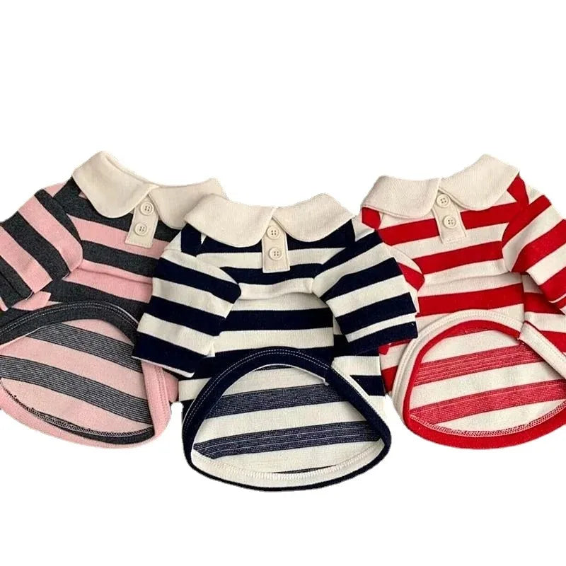Summer Polo Shirt for Dogs Puppy Clothes Bichon Frise Chihuahua Stripe Dog Sweatshirt Dog Cooling Vest for Small and Medium Dogs