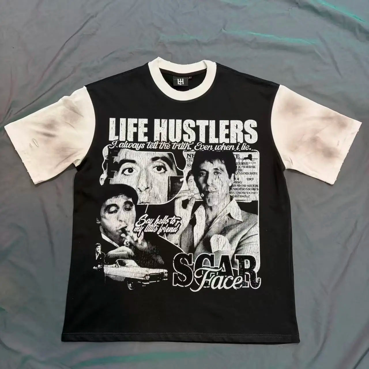 26SS Y2K High Quality American Retro Trendy Fashion Tops LIFE HUSTLERS 100% cotton large size loose Men's Women's T-Shirt