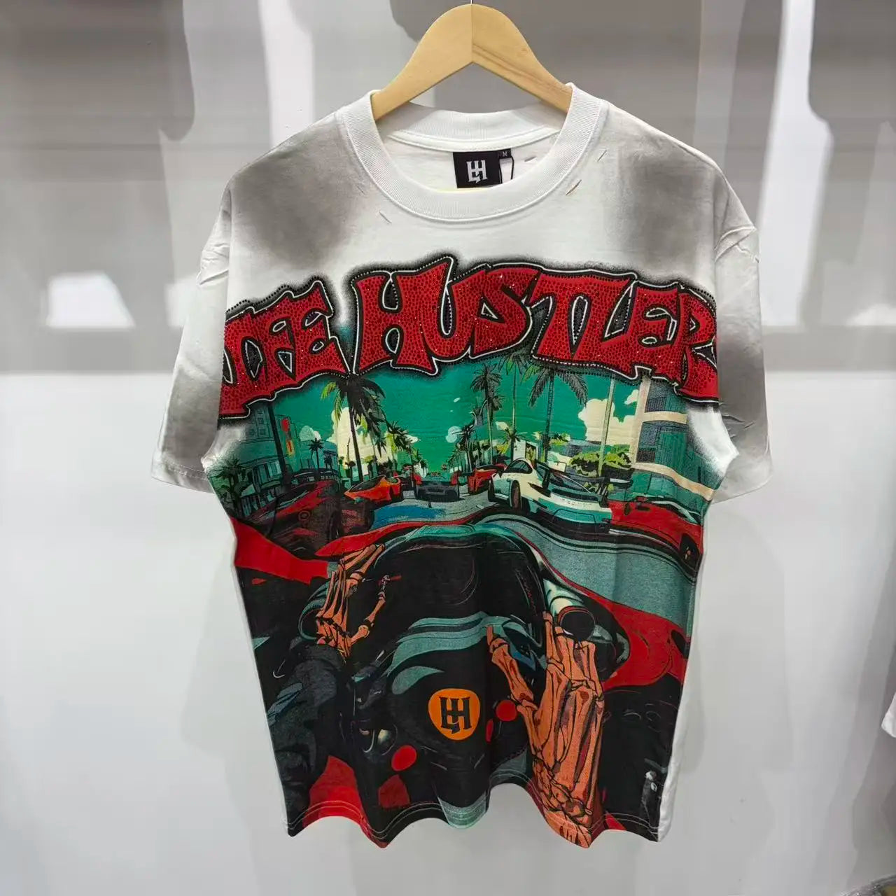 26SS Y2K High Quality American Retro Trendy Fashion Tops LIFE HUSTLERS 100% cotton large size loose Men's Women's T-Shirt