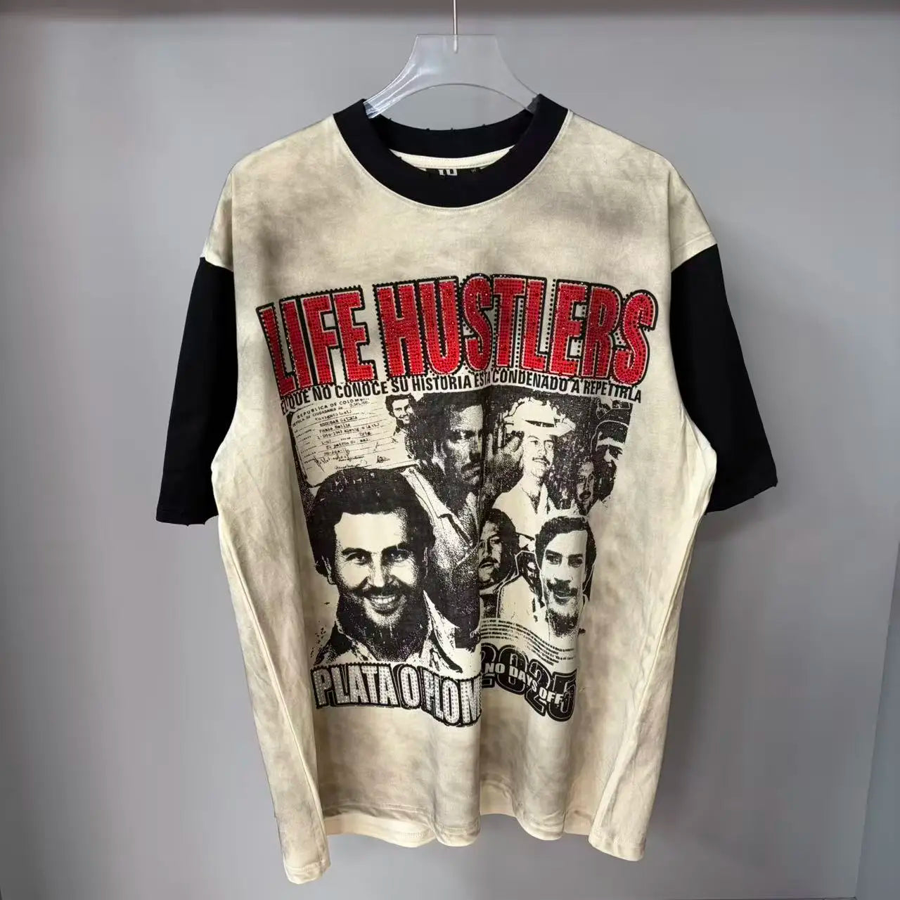 26SS Y2K High Quality American Retro Trendy Fashion Tops LIFE HUSTLERS 100% cotton large size loose Men's Women's T-Shirt